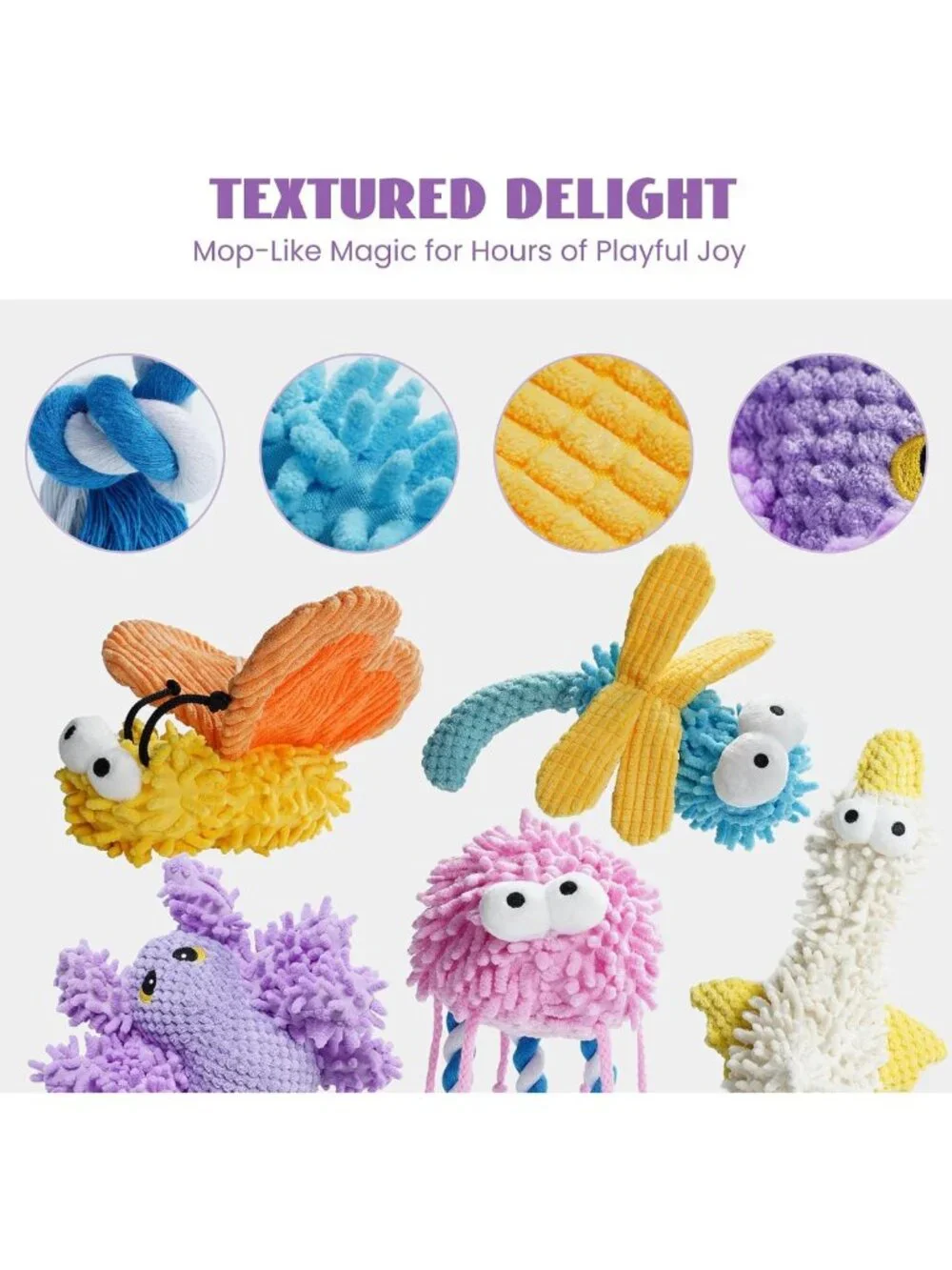 5 Pack Plush Squeaky Dog Toys - Soft Crinkle Chew Toys for Small & Medium Breeds